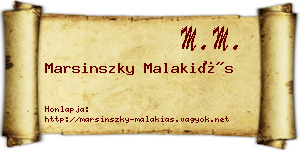 Marsinszky Malakiás névjegykártya